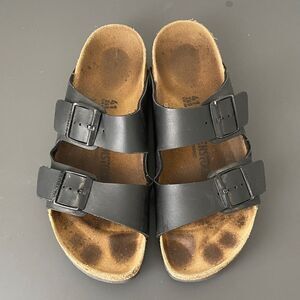 Birkenstock Arizona Birko-Flor Black Leather Sandals US 8-8.5 Boho Coastal Beach